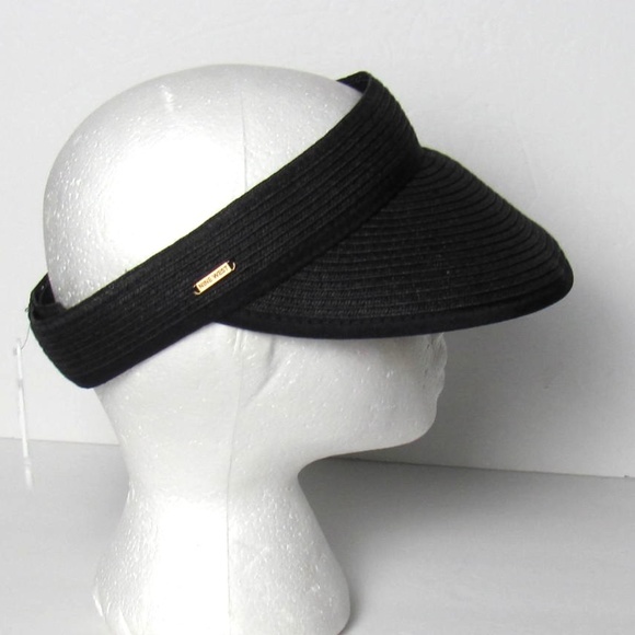 Nine West Accessories - NINE WEST Black Visor Straw Headpiece One Size